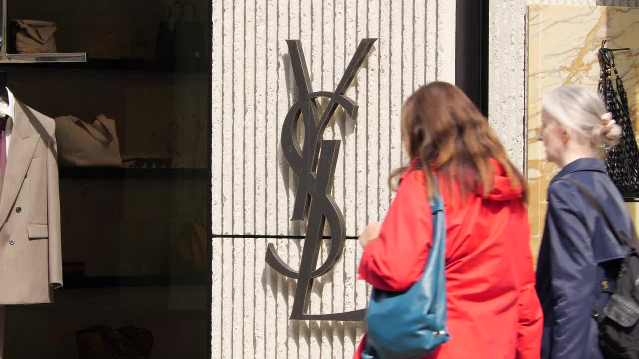 Yves Saint Laurent Sign on Storefront in London