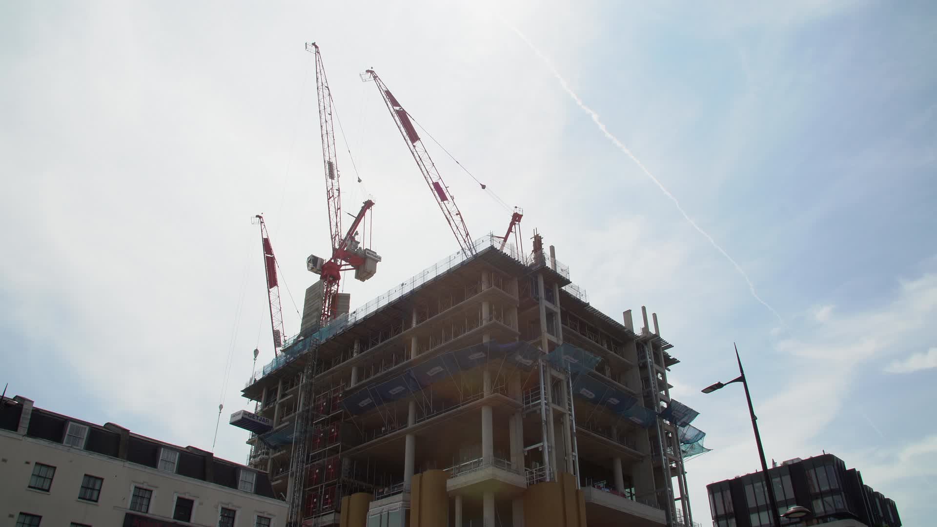 Urban Construction Site with Cranes in London, UK