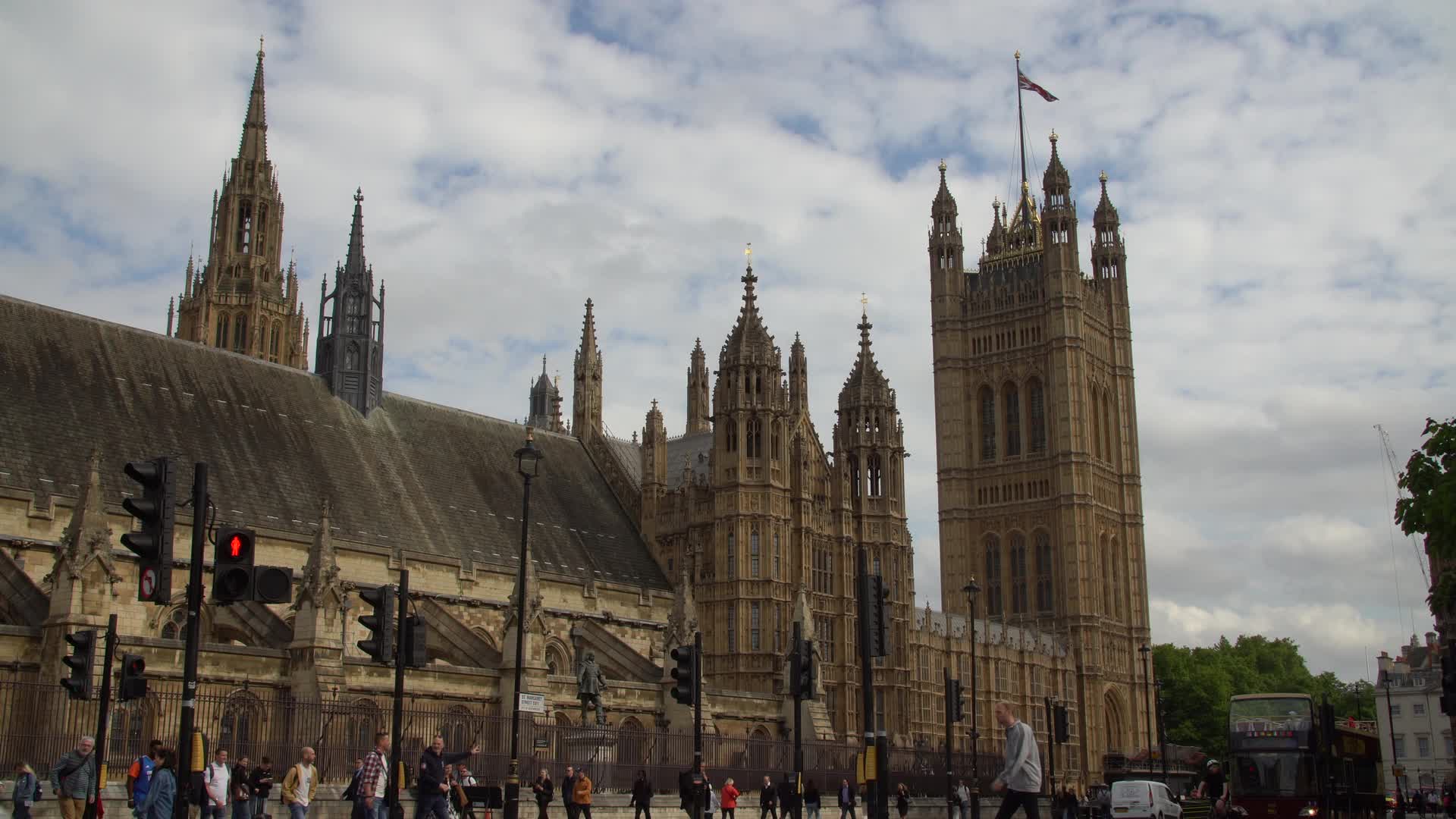 Big Ben and UK Parliament on Cloudy Day in London, UK