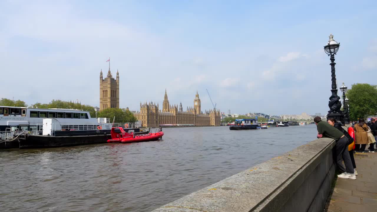 View of the UK Parliament and River Thames in London