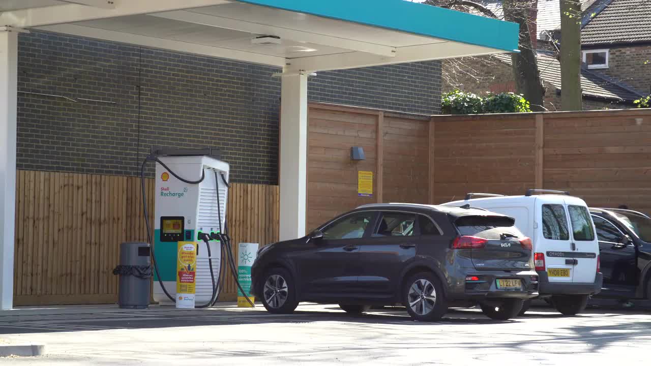 Electric Vehicle Charging at Shell Recharge Station