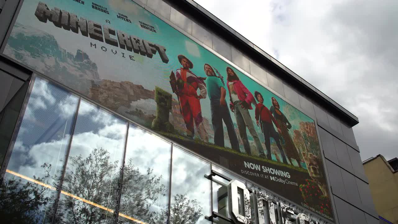 Odeon Cinema Exterior with Minecraft Movie Poster