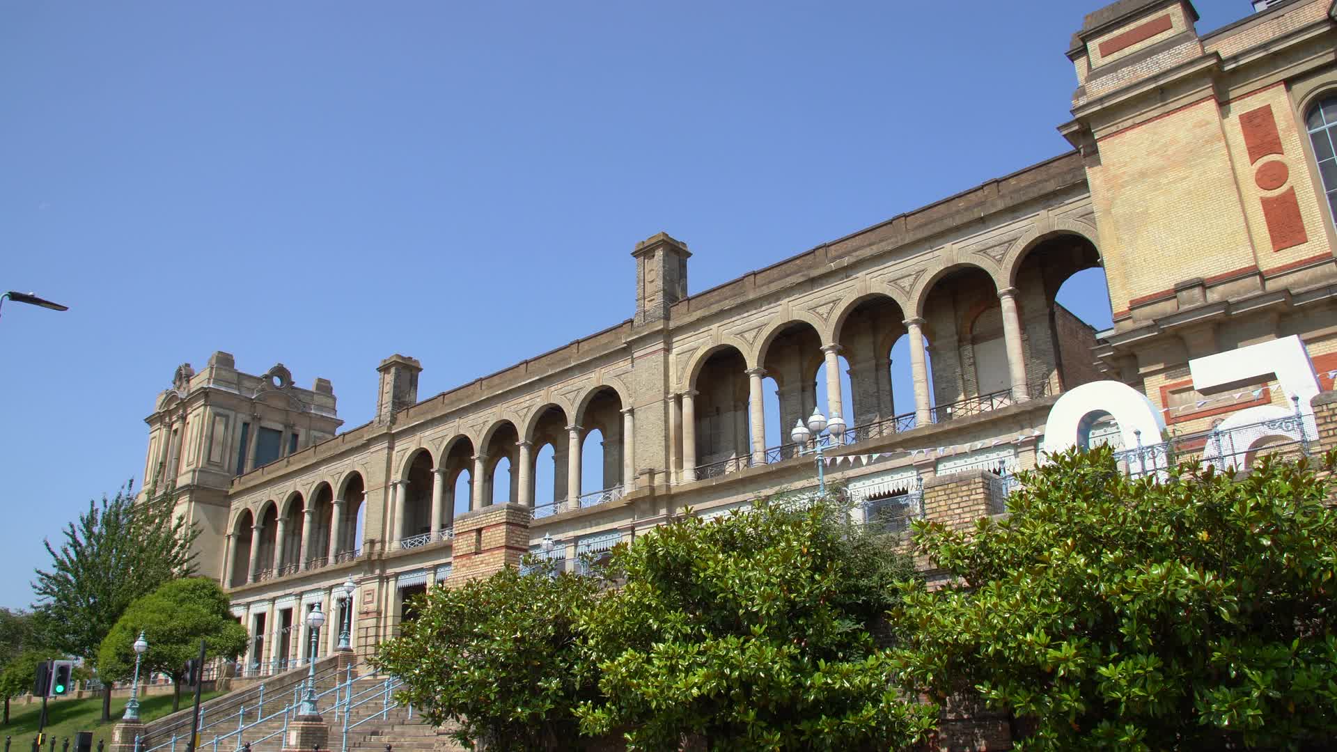 Exterior of Alexandra Palace Historic Landmark on Sunny Day in London