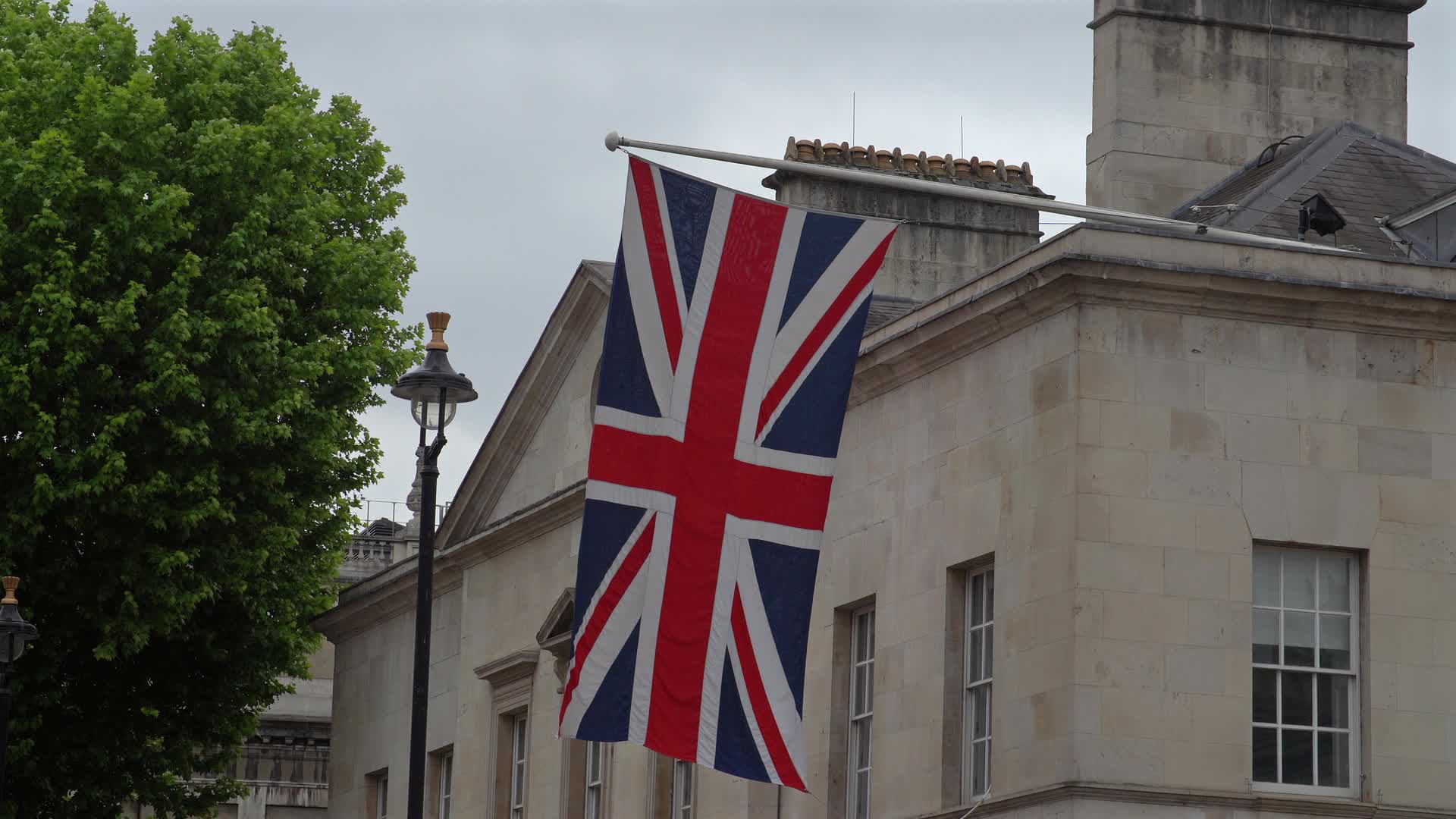 Union Jack Flag on Historic Building near King's Guard