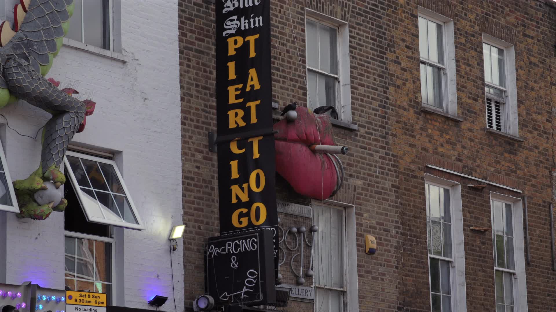 Camden Urban Street Scene with Tattoo Piercing Shopfront