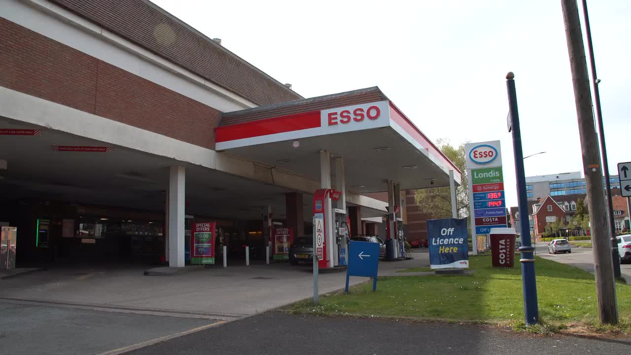 Esso Gas Station Exterior in Urban Setting