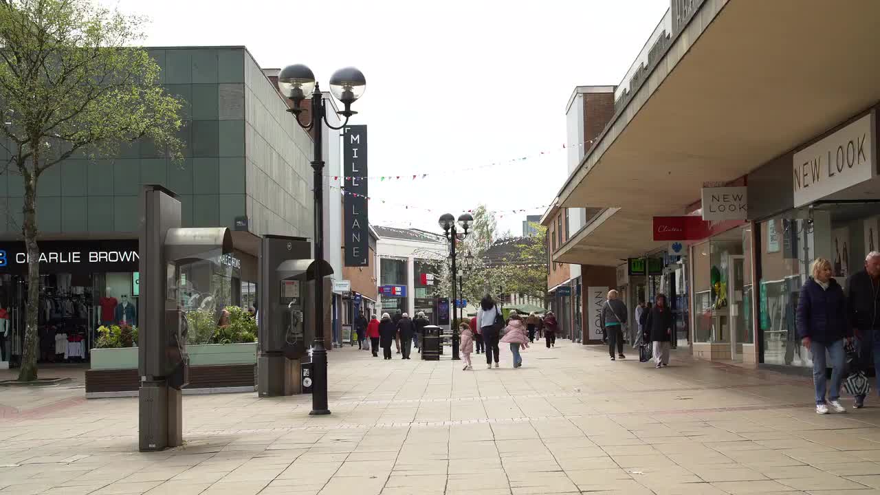 Busy Shopping Street in Solihull on April 16
