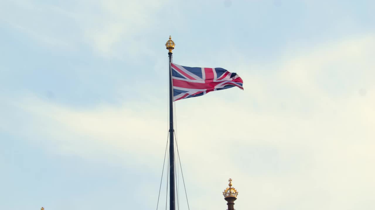 Union Jack Flag Waving at UK Parliament