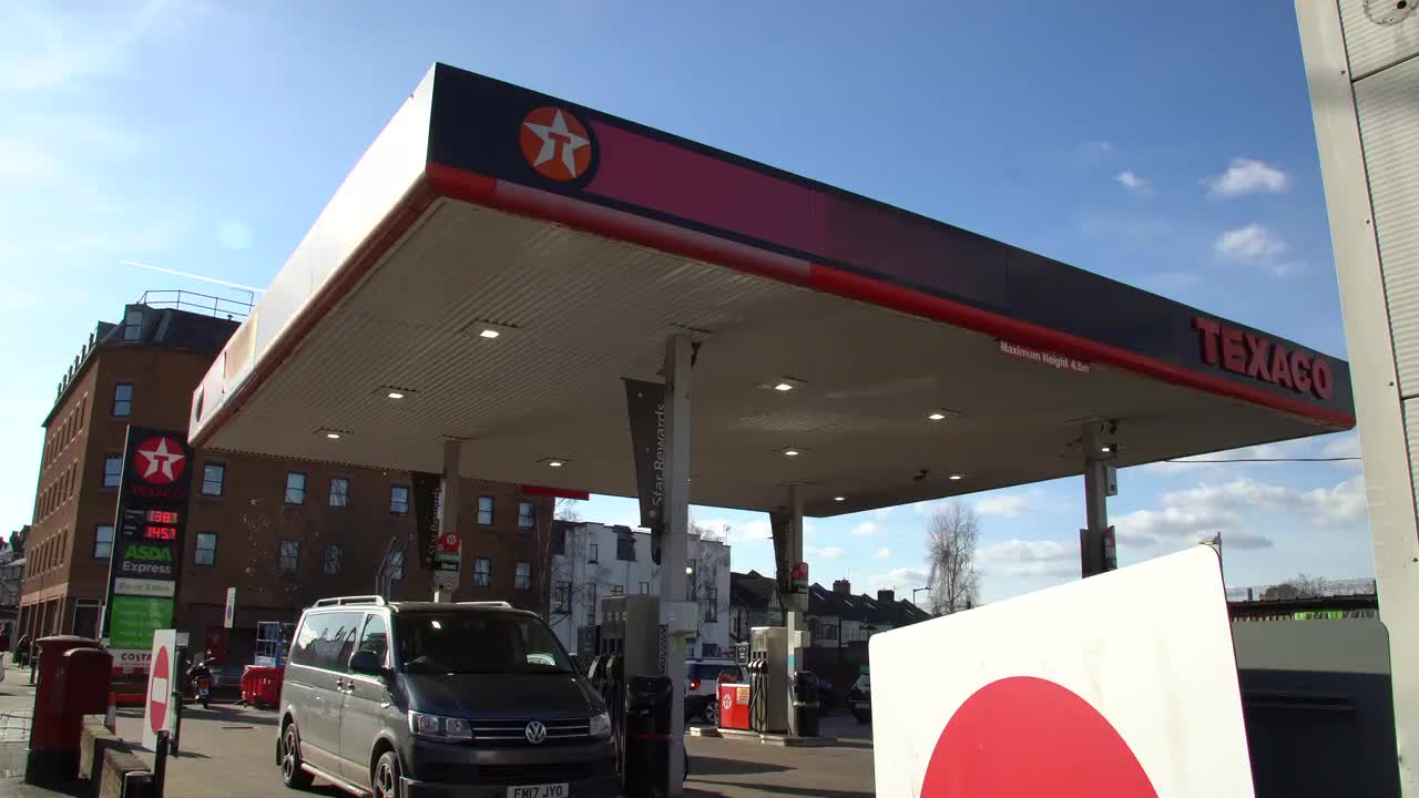 Texaco Gas Station in Urban Setting