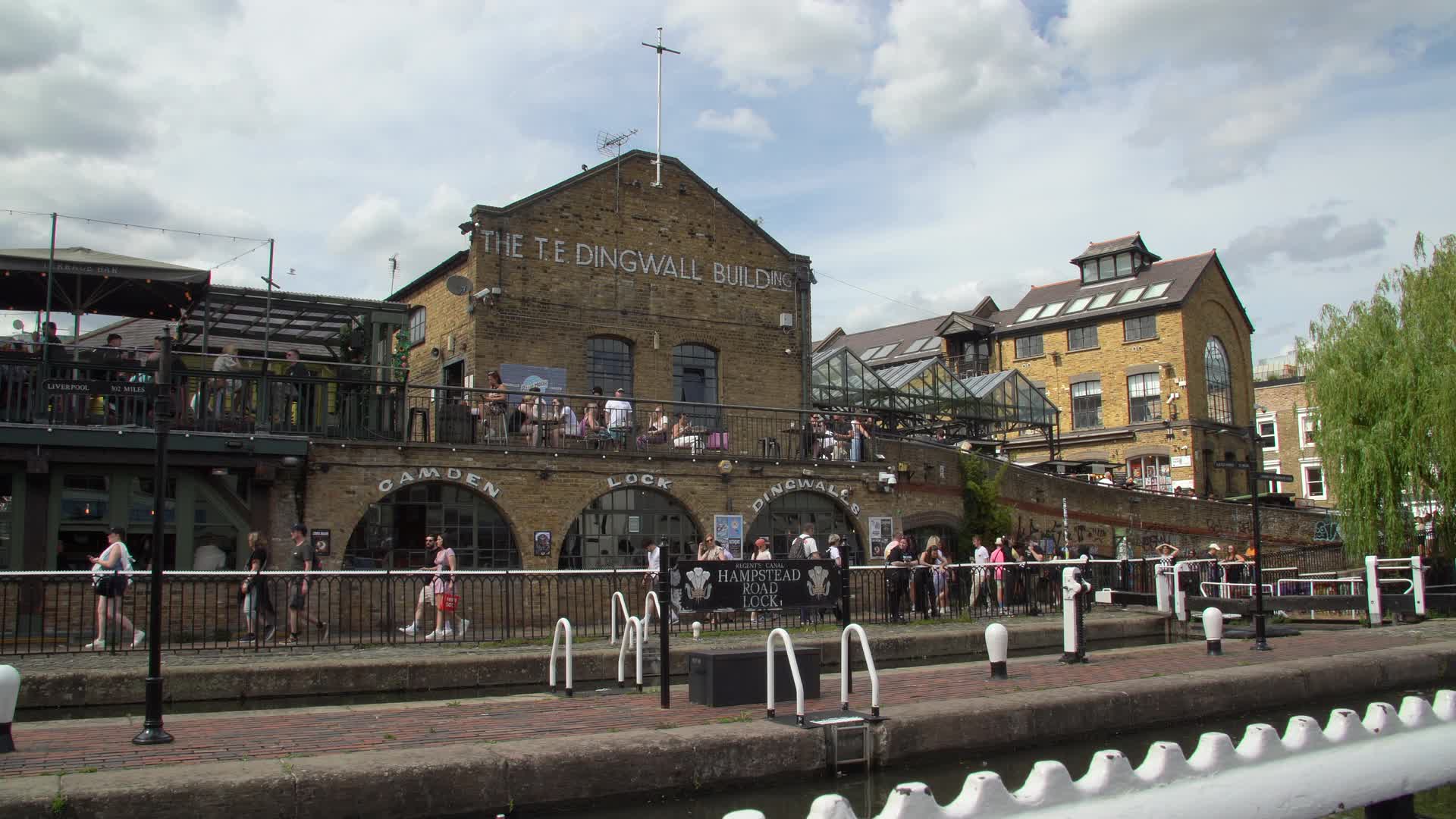 Camden Lock Market and Dingwalls Venue View in London, UK