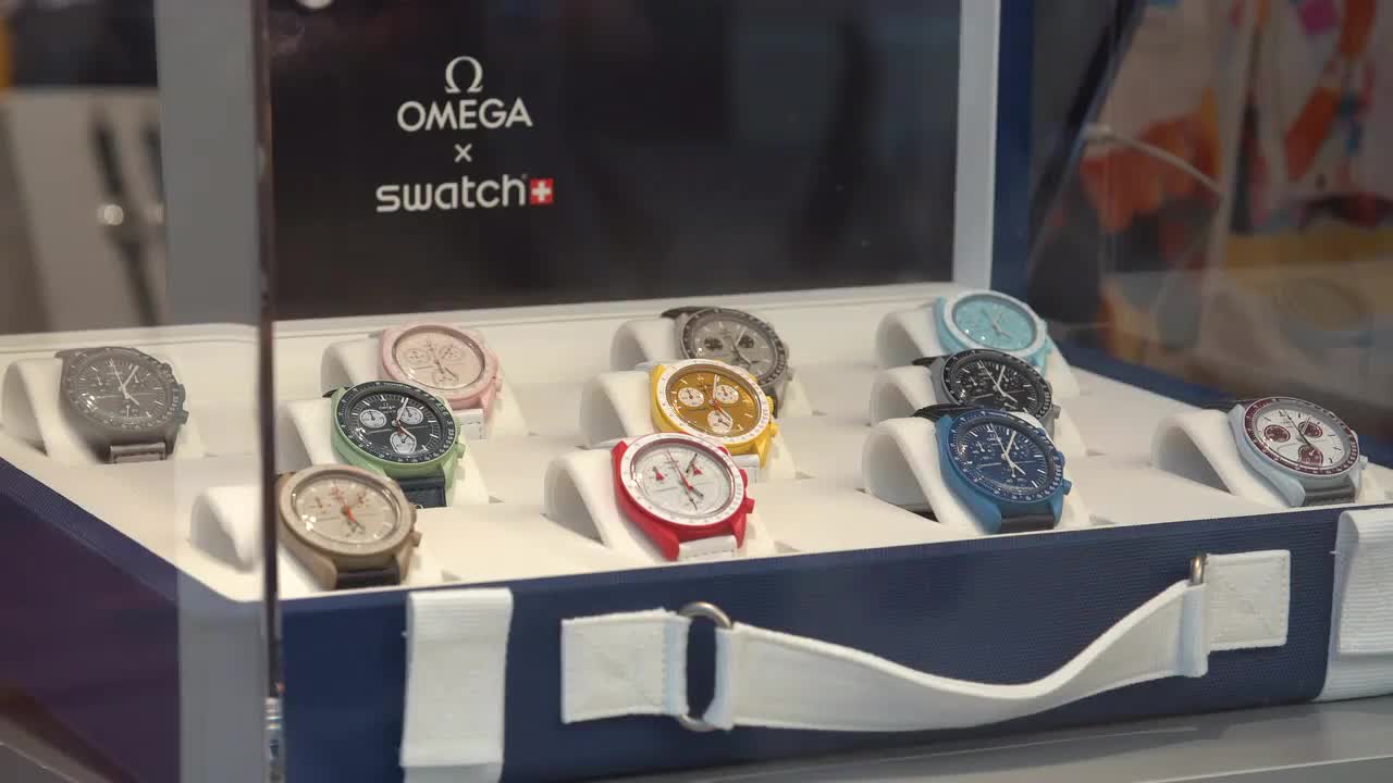 Omega x Swatch Watch Display 4K