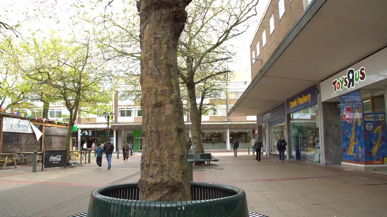 Outdoor Shopping Walkway with Toy Store