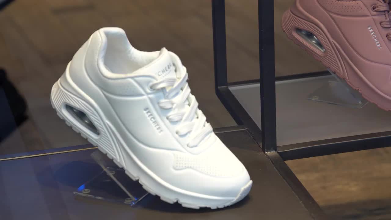 Close-Up of Skechers Sneakers Displayed in Store