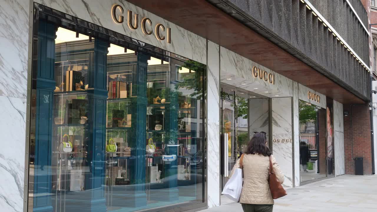 Gucci Storefront Shopping Scene in London
