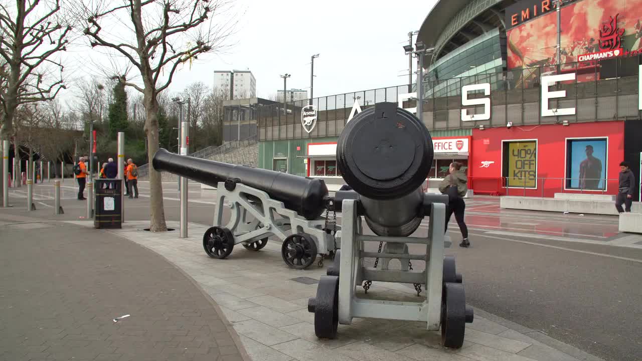 Arsenal Stadium Entrance with Historic Cannons