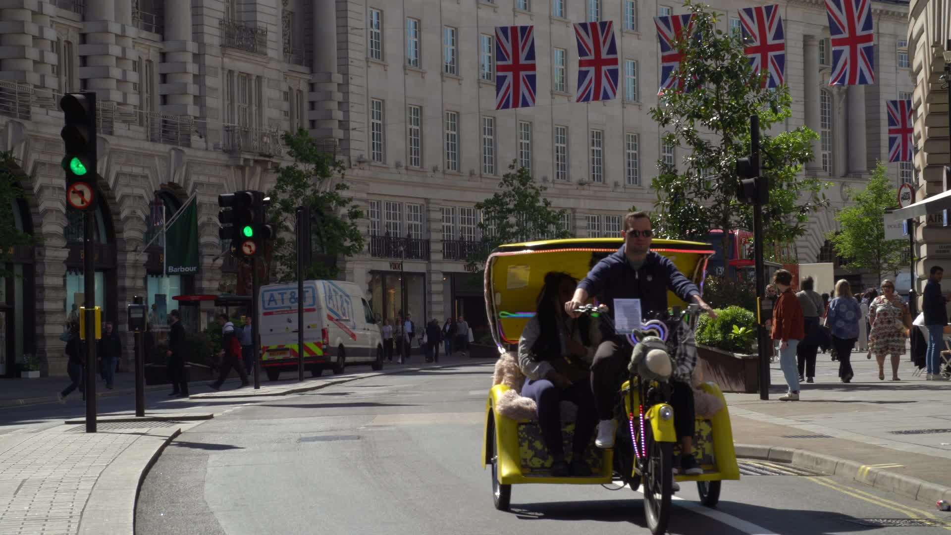 Regent Street General Views with Pedicab and Union Flags