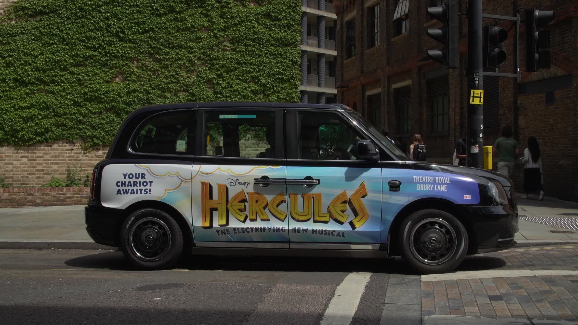 London Black Cab with Disney Hercules Advertisement