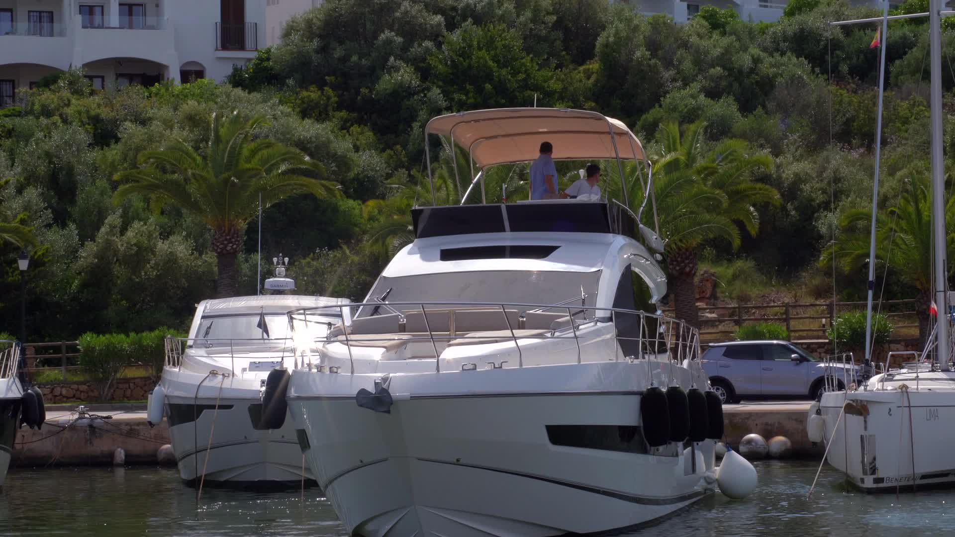 Luxury Yacht in a Marina in Cala d'Or, Mallorca, Spain