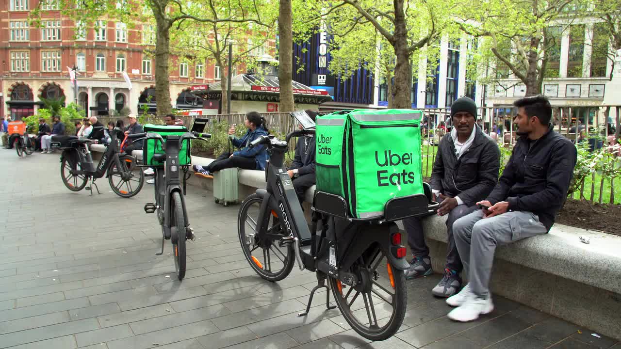 Uber Eats Cyclists in Urban Park Setting