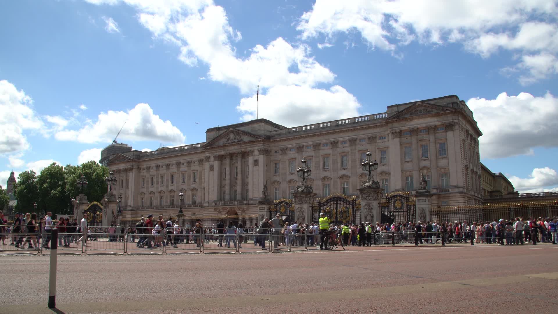 Buckingham Palace and Crowds on Sunny Day