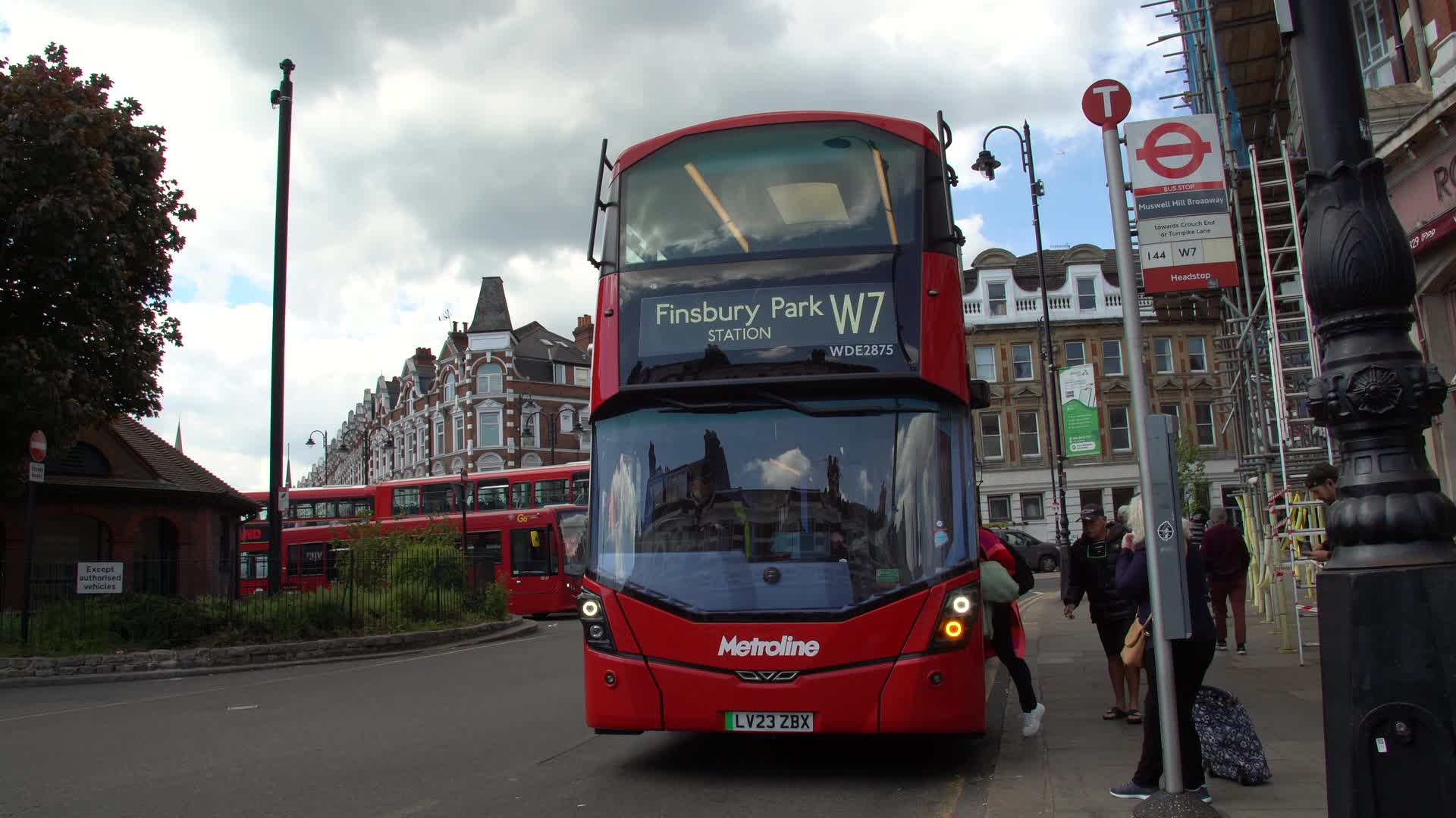 London Double-Decker Buses at Finsbury Park Station