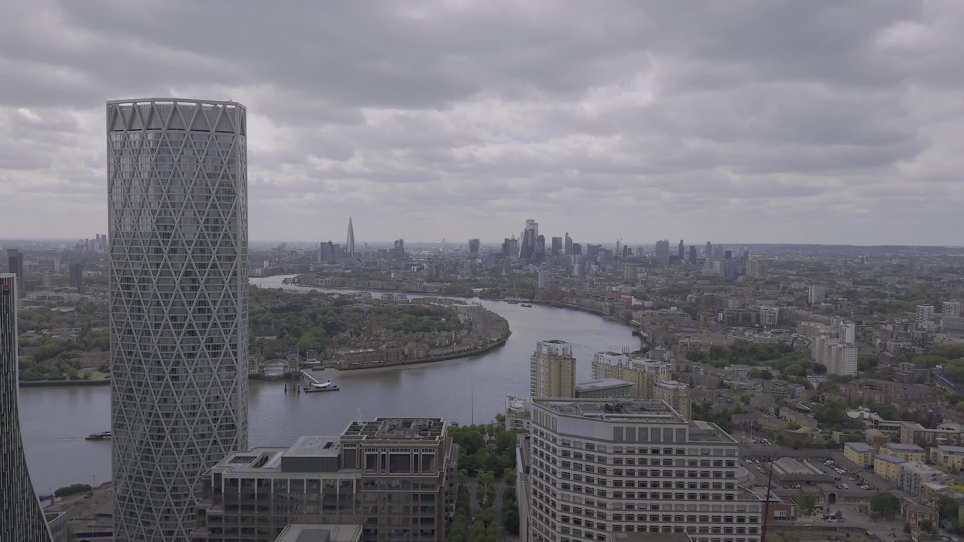 Overcast Aerial View of London Skyline