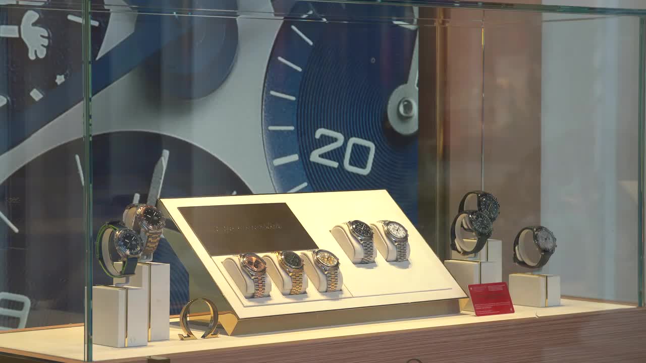 Luxury Watches Display in Retail Store