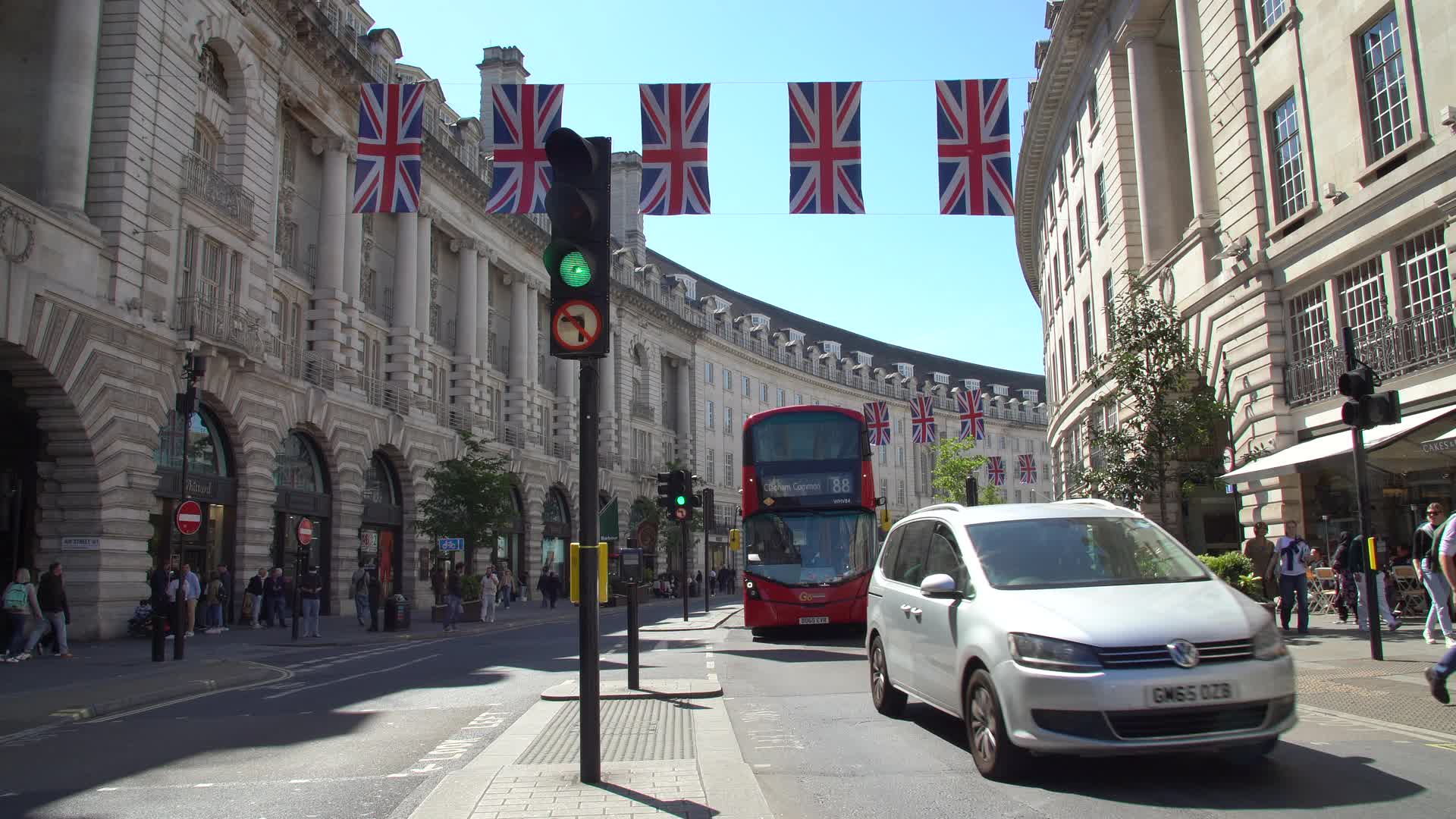 Regent Street London with Union Jack Banners