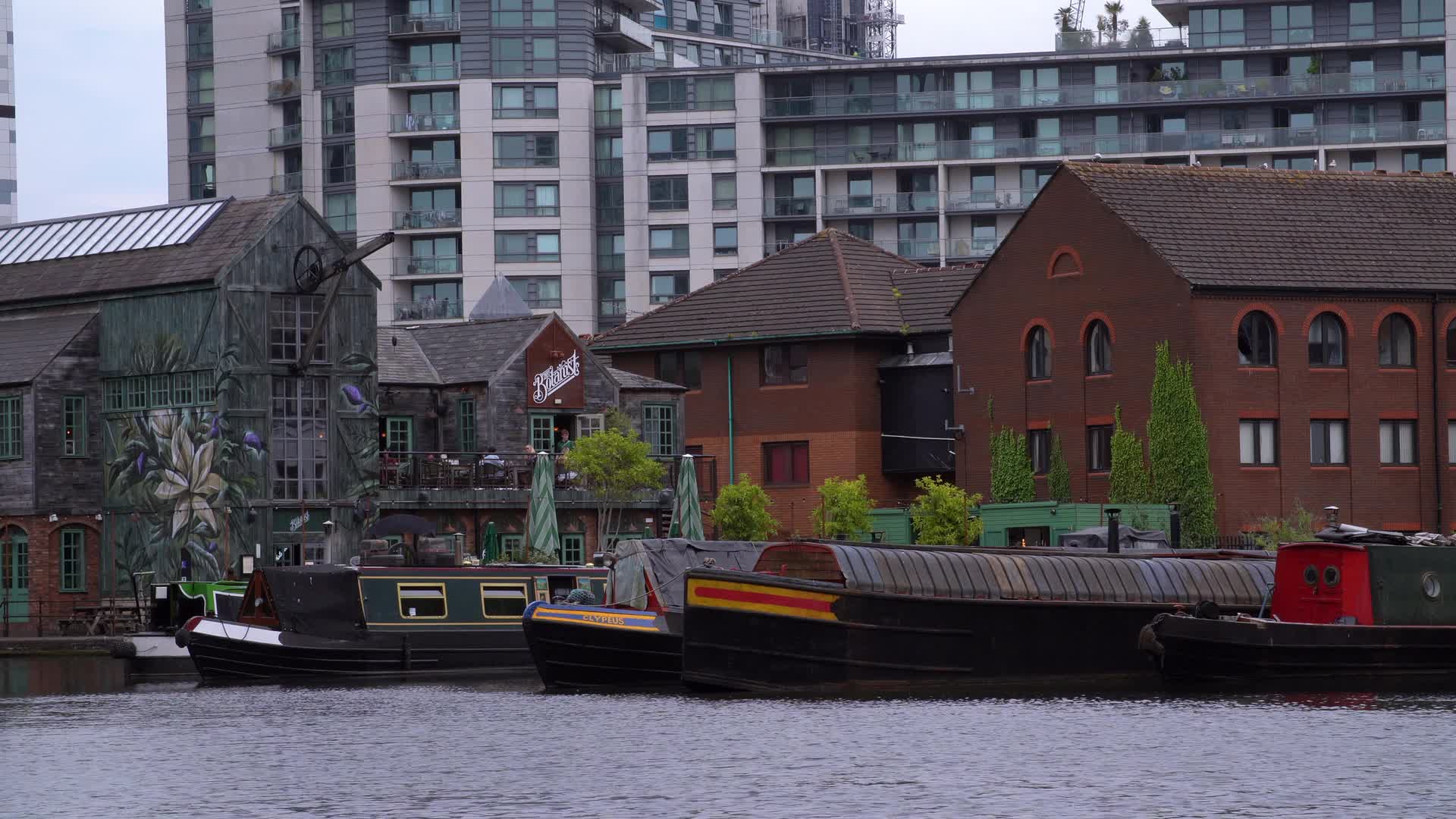 Scenic View of Gas Street Basin Canal and Modern Buildings