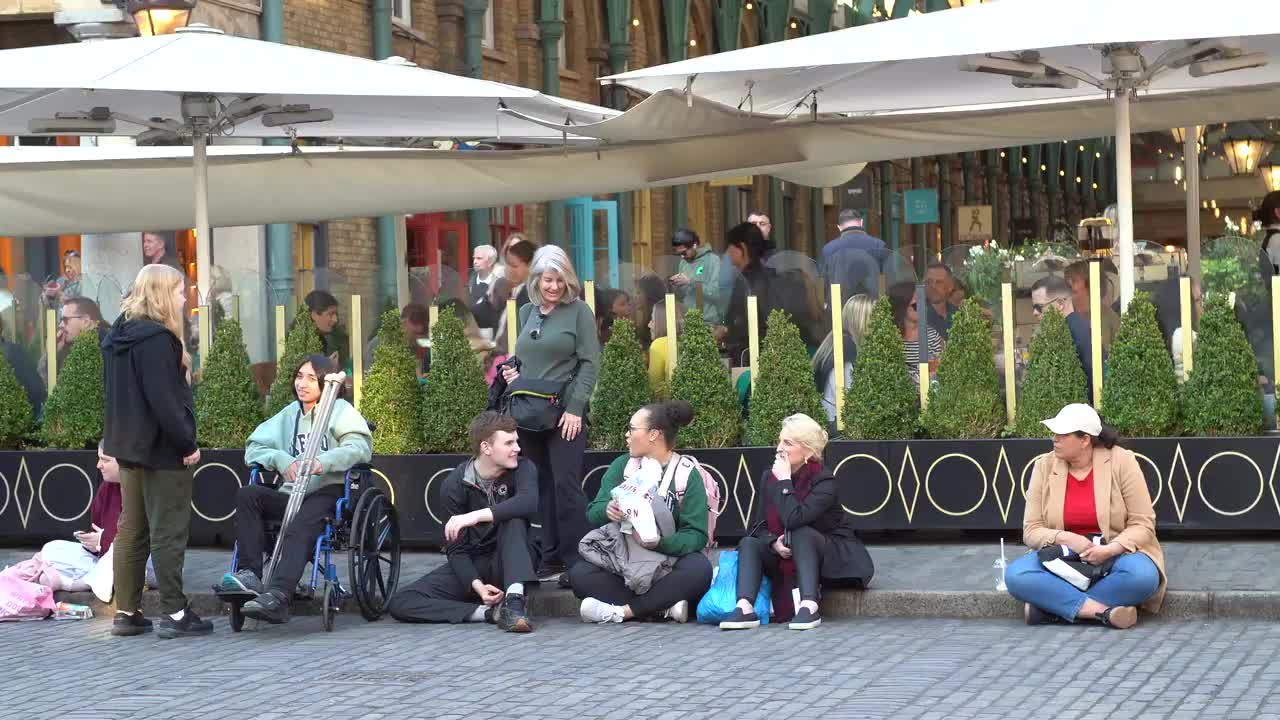 People Relaxing at Covent Garden in Spring
