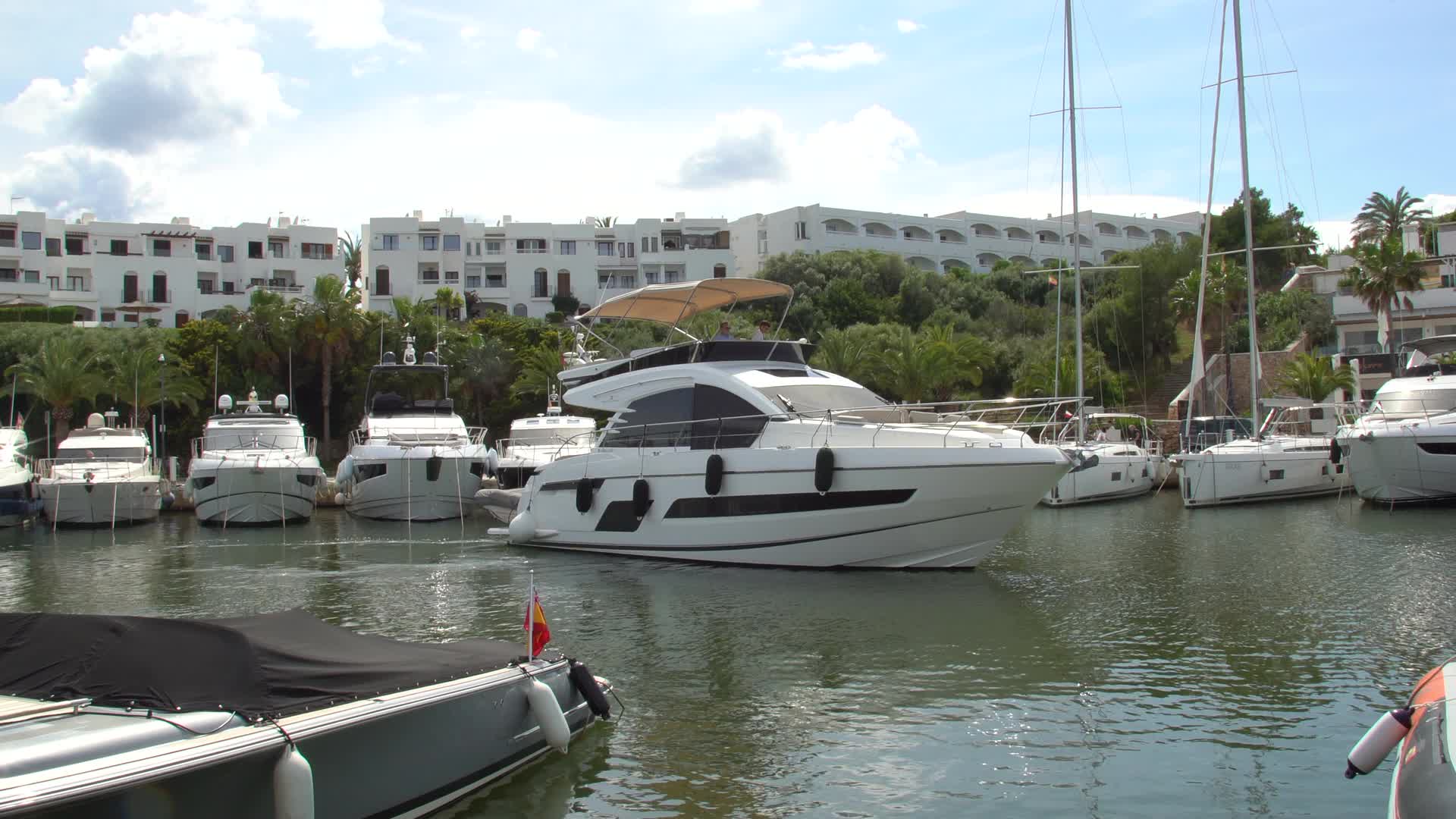 Luxury Yachts in Marina in Cala d'Or, Mallorca, Spain on a Sunny Day