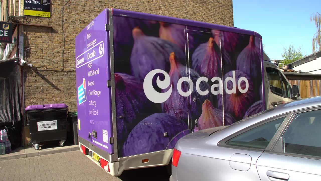 Ocado Delivery Van in Urban Street