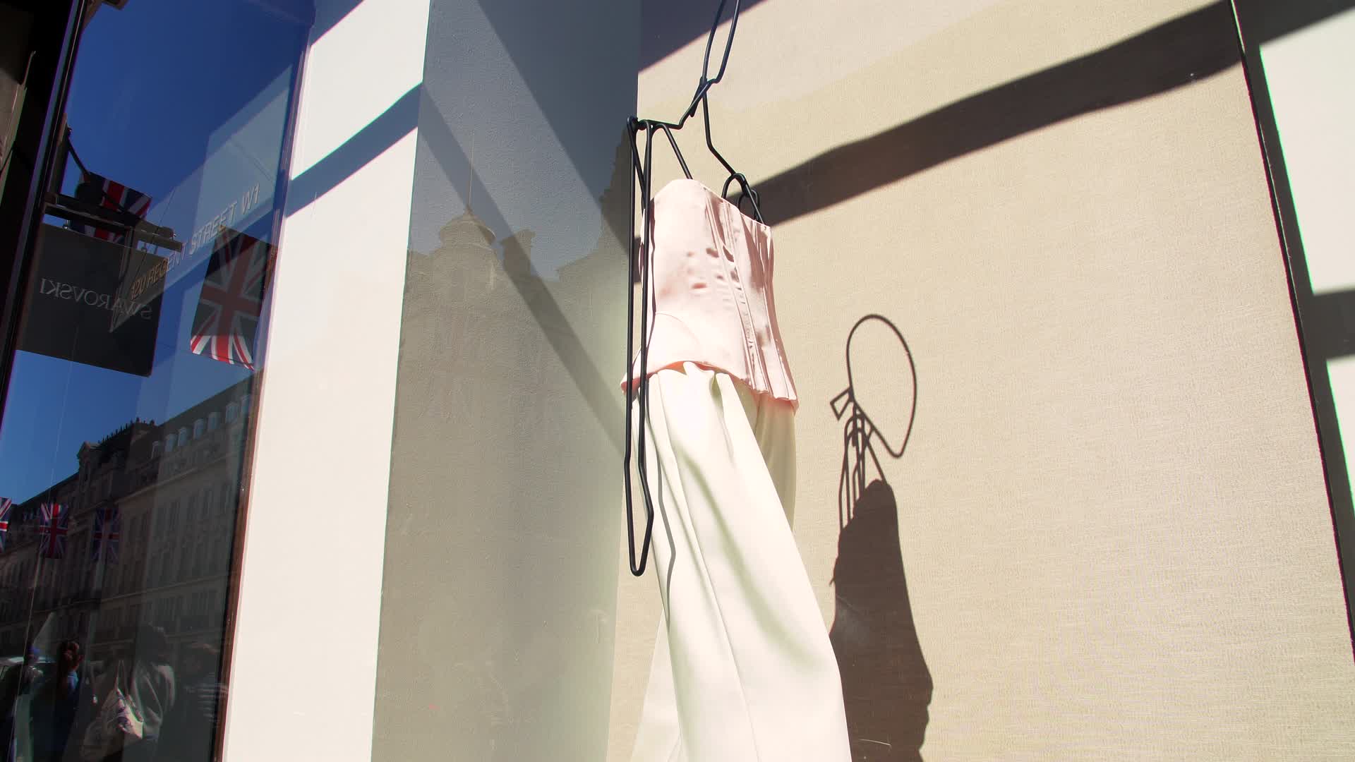 Fashion Window Display with Union Jack Reflection