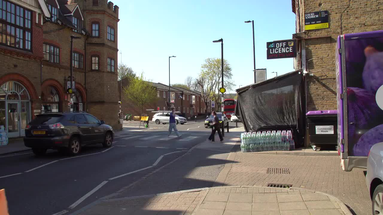 Street Scene with Busy Crosswalk in London