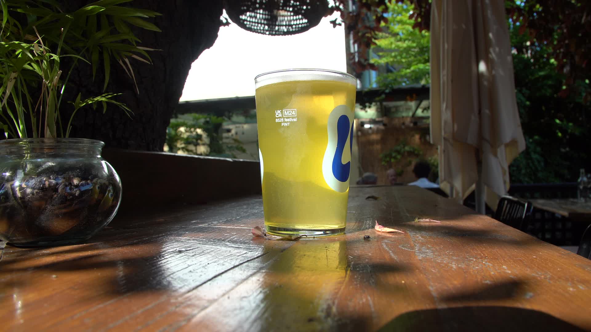 Summer Day Beer Pint in Outdoor London Pub Garden