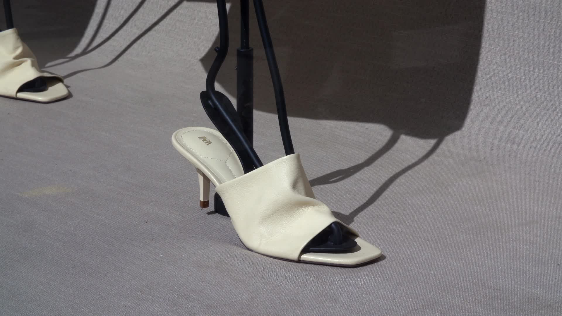 Elegant Zara Heels Displayed in Storefront