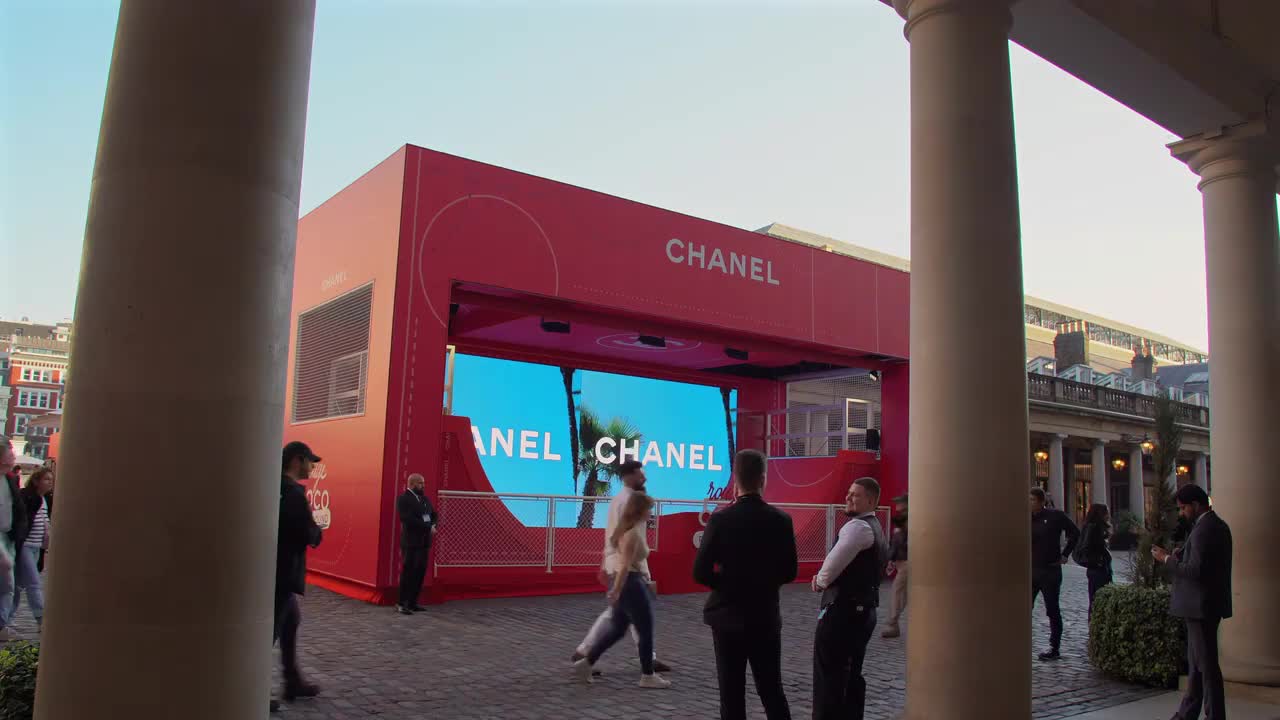 Chanel Pop-Up Event in Urban Setting 4K