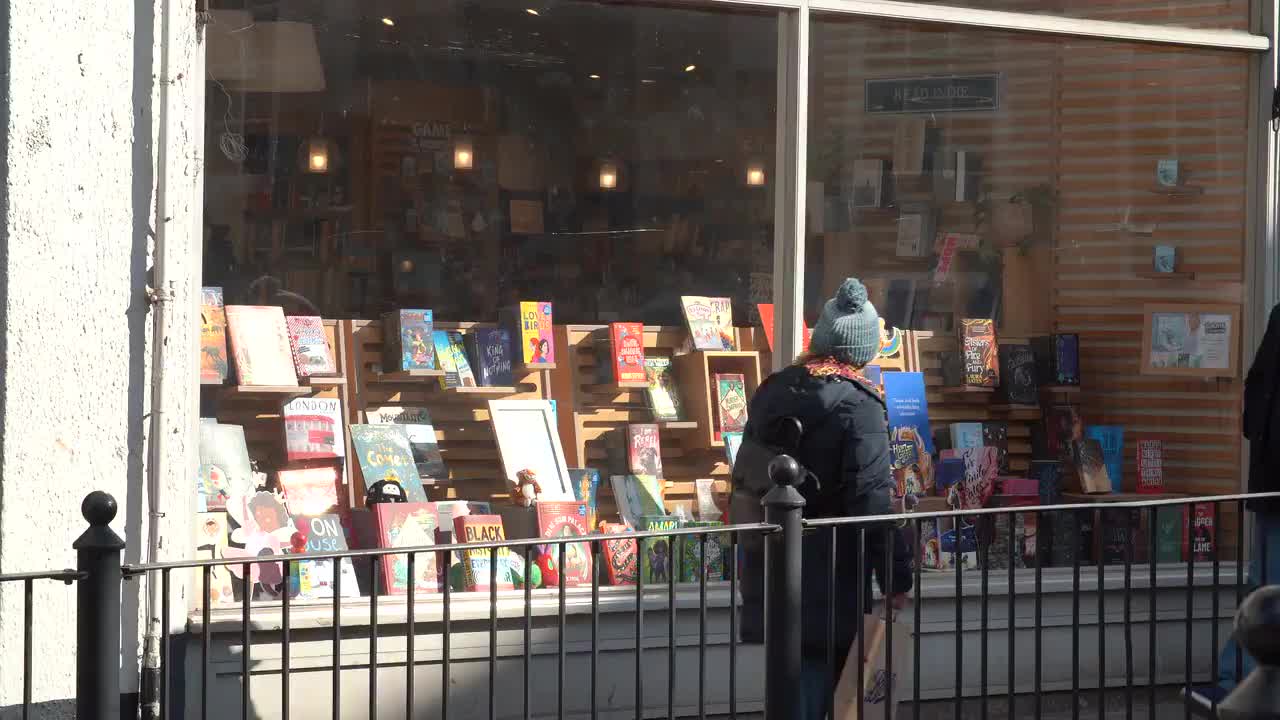 Winter Bookstore Window Display