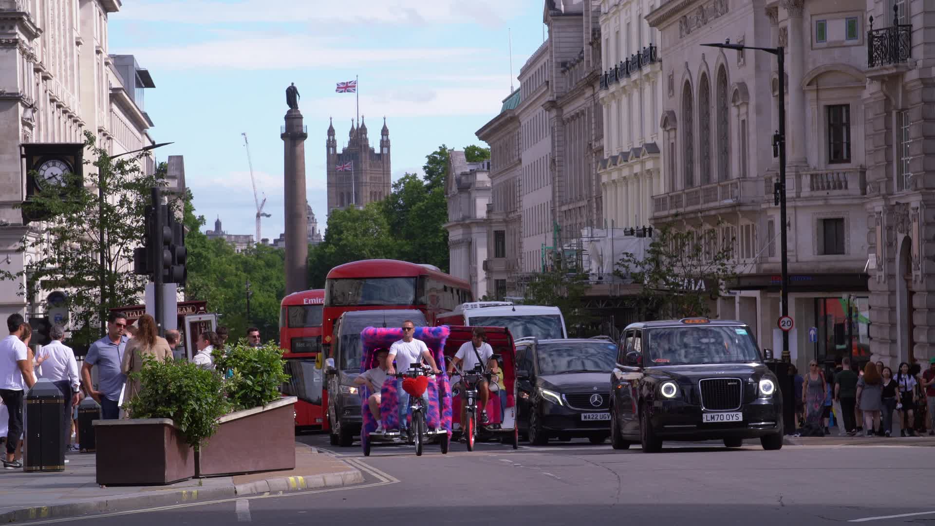 Busy Trafalgar Square Scene in London