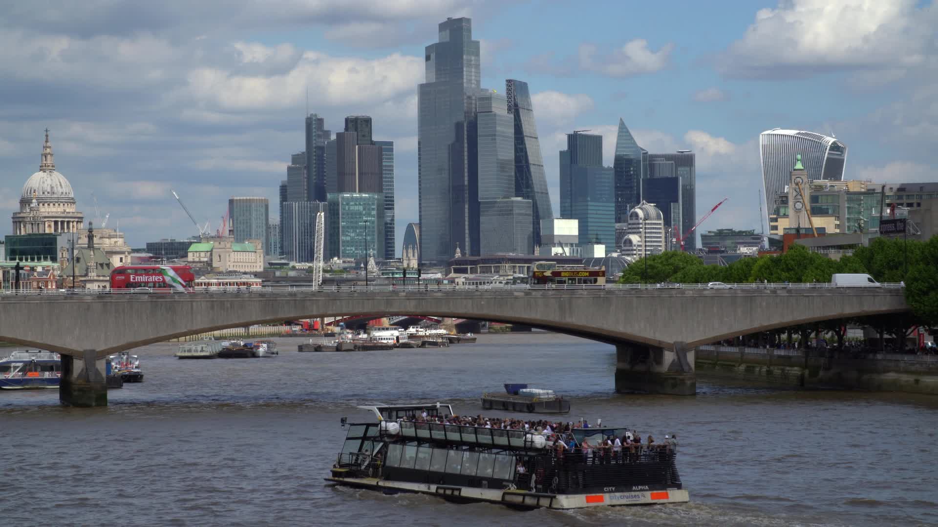 Scenic View of Thames River and London Skyline