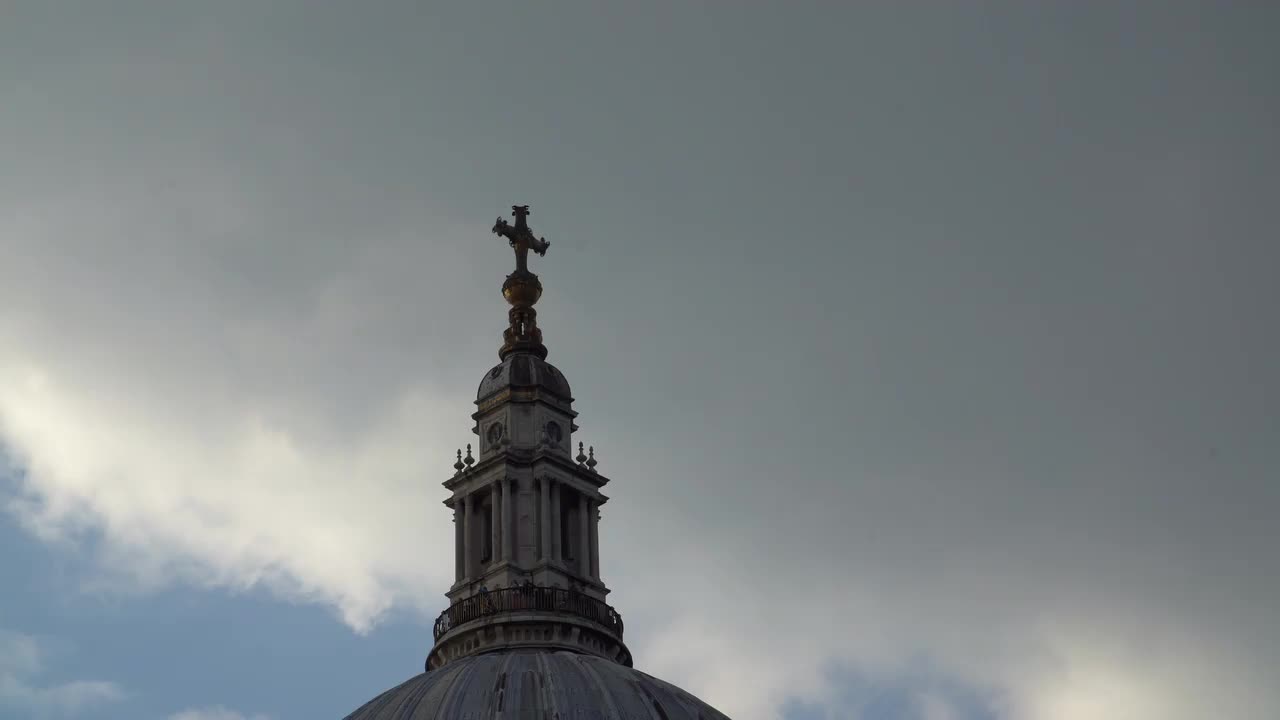 St. Paul's Cathedral Dome Under Dramatic Sky in 4K