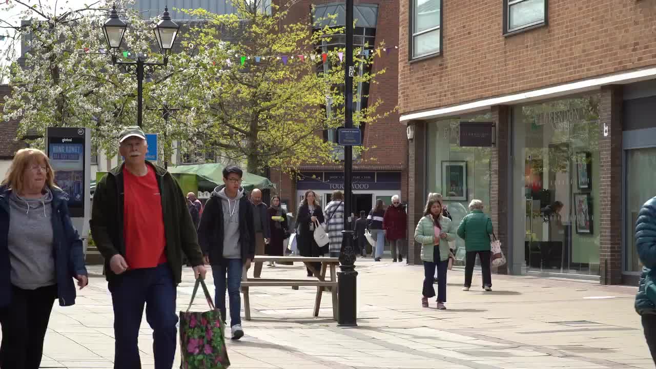 Busy Spring Day in Solihull Town Center