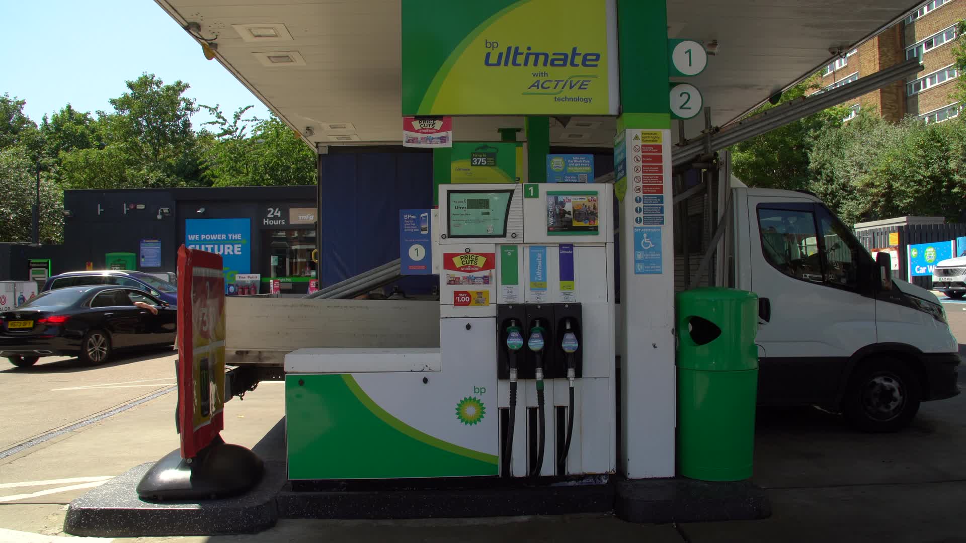 Fuel Pumps at BP Service Station in London