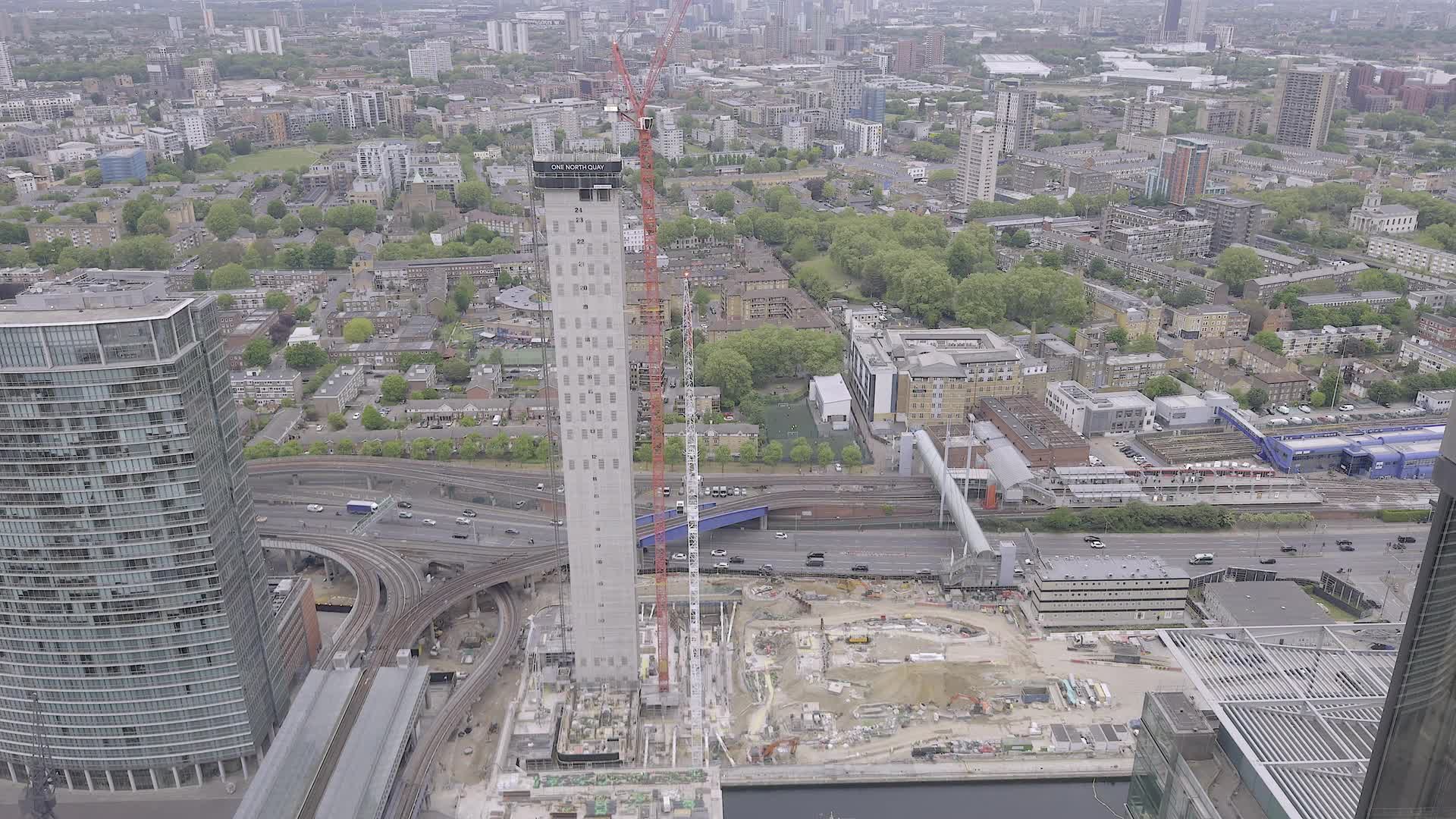 Aerial View of Construction and Urban Landscape in London