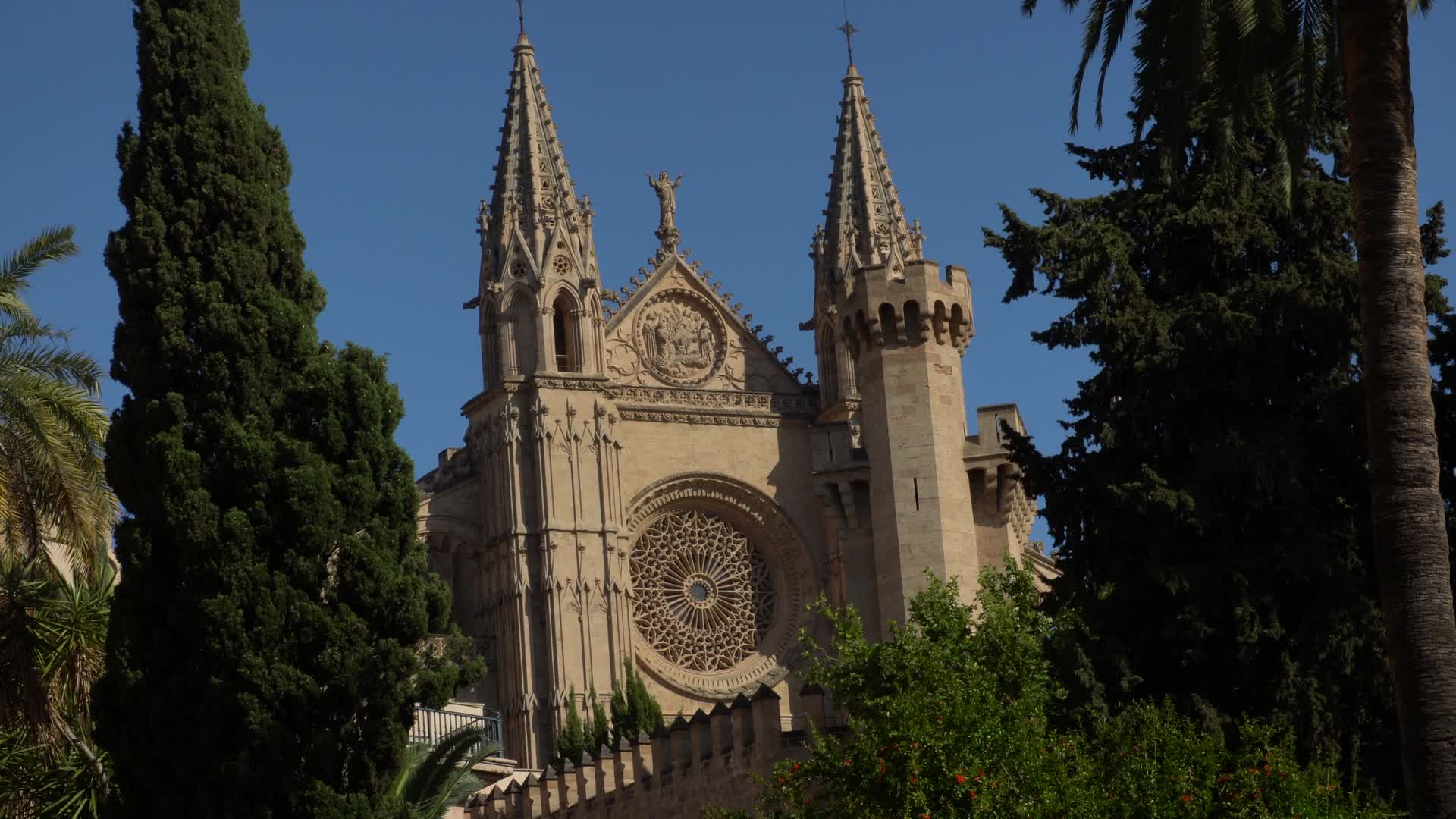 Historic Catedral de Santa Maria de Mallorca in Palma, Spain on a Sunny Day