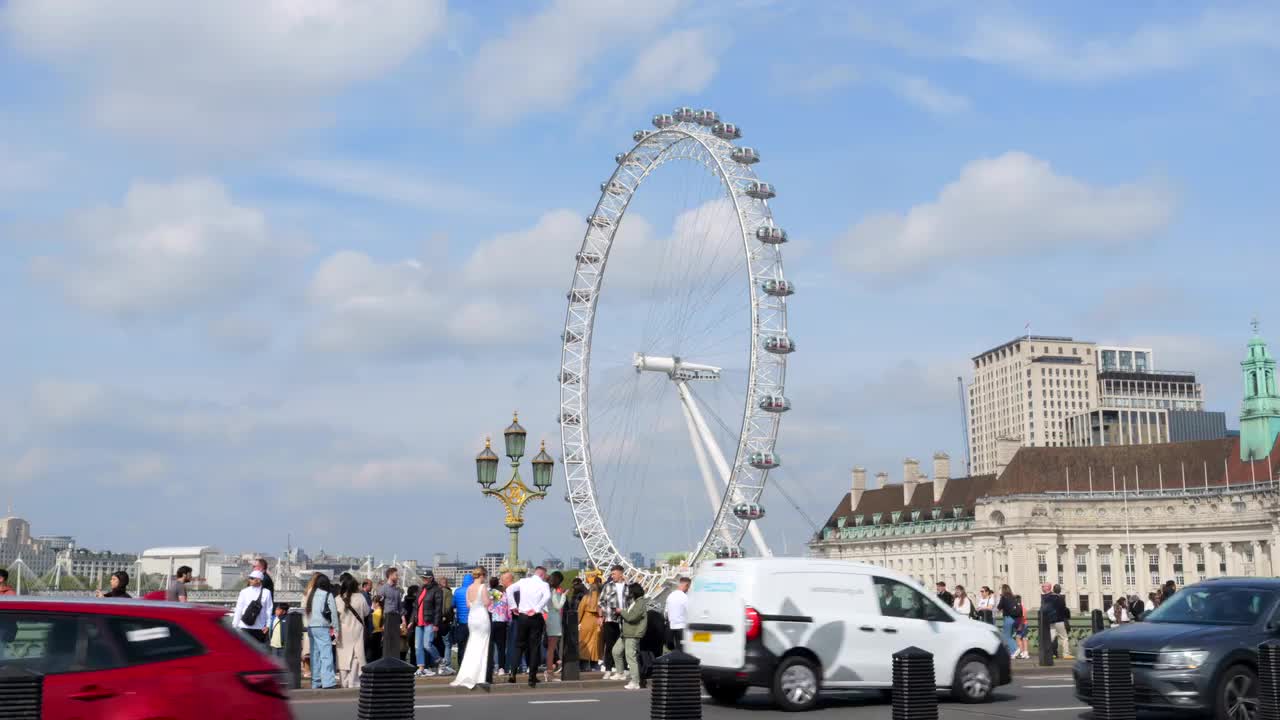 London Eye with Busy Street Scene