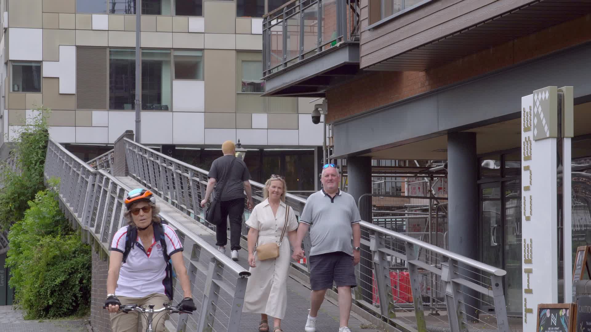 Pedestrian Walkway Near Modern Office Building