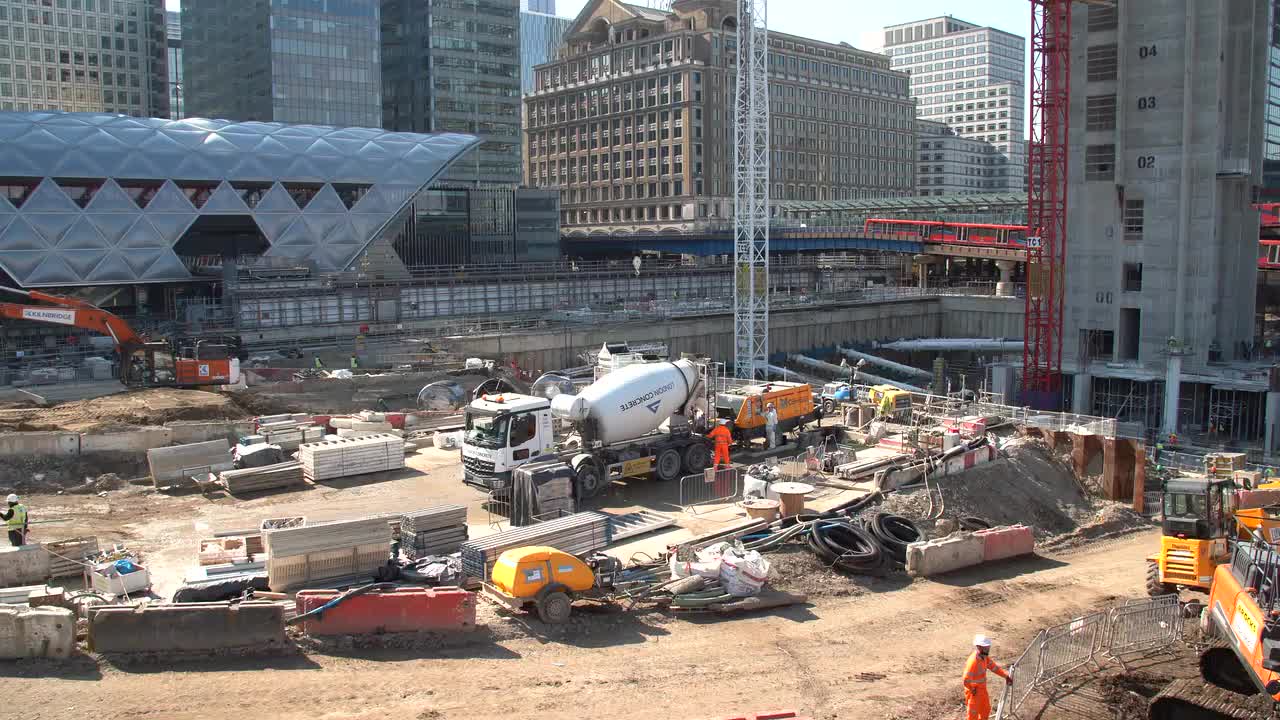 Urban Construction Site in Business District