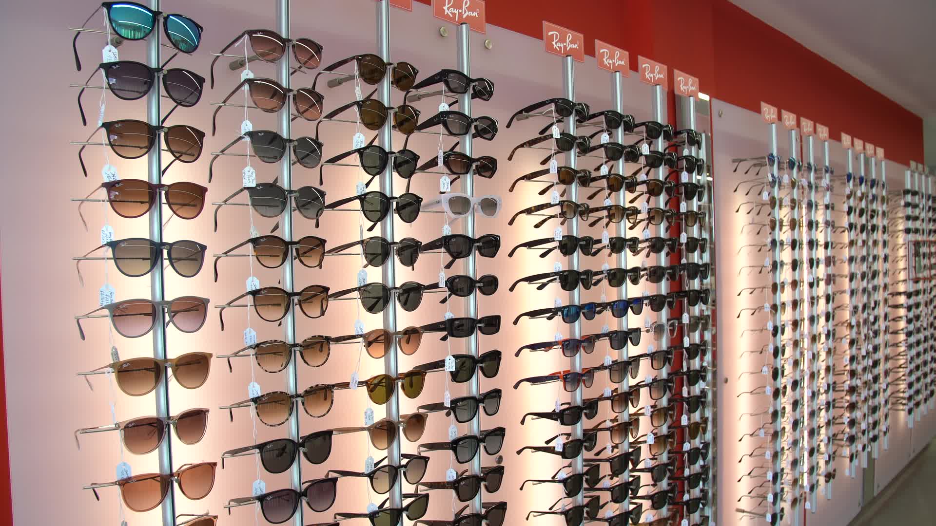 Ray-Ban Sunglasses on Display Inside a Store