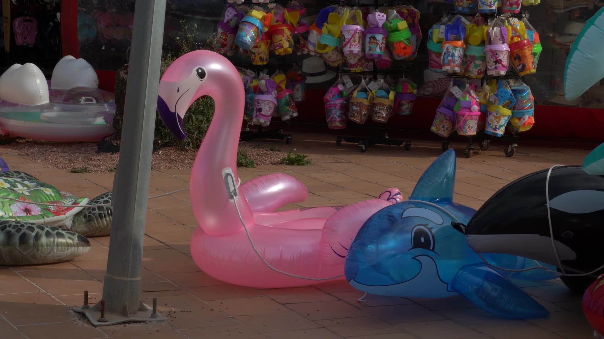 Inflatable Pool Toys Outside a SPAR Supermarket in Cala d'Or, Spain